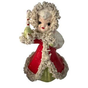 Christmas Angel holding a Candy Cane Spaghetti Trim Enesco Japan